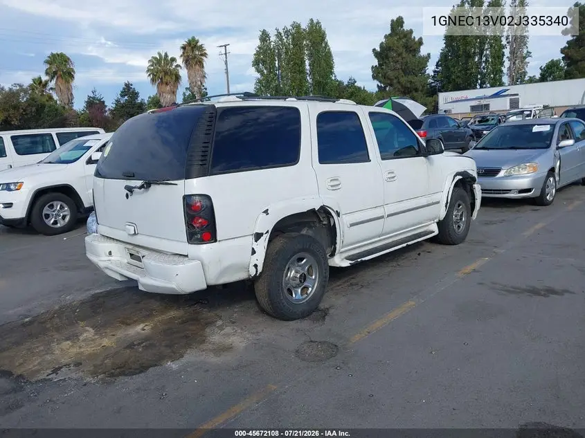 2002 Chevrolet Tahoe Ls VIN: 1GNEC13V02J335340 Lot: 45672108