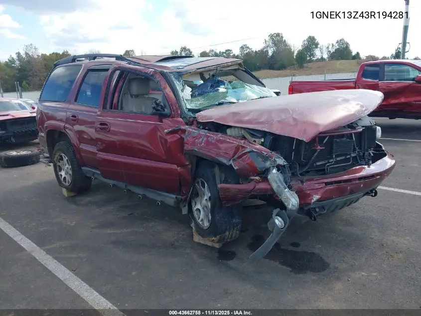1GNEK13Z43R194281 2003 Chevrolet Tahoe Z71