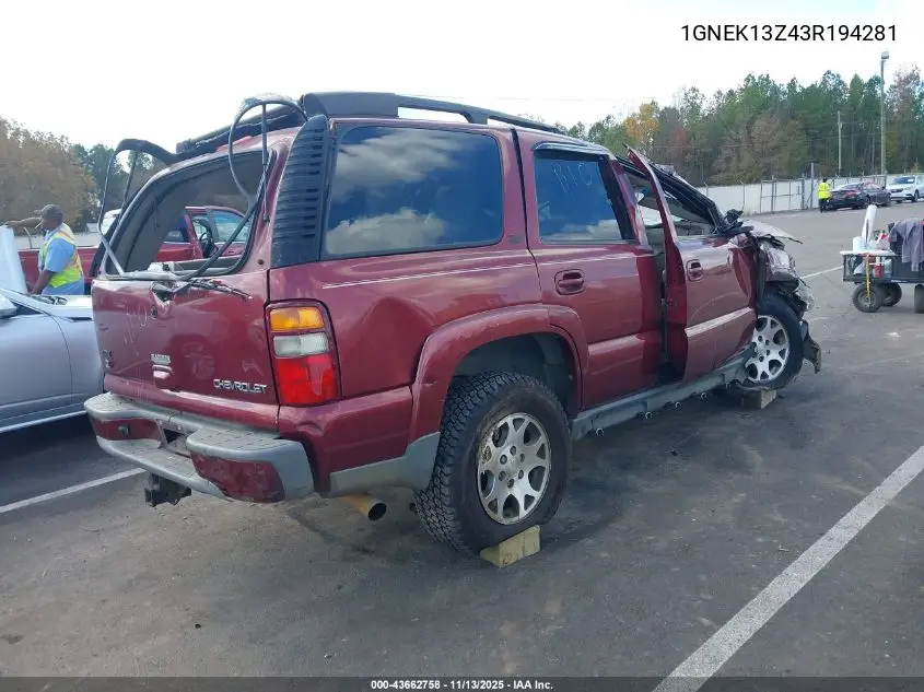 1GNEK13Z43R194281 2003 Chevrolet Tahoe Z71