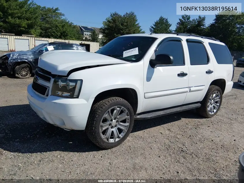 2008 Chevrolet Tahoe Ltz VIN: 1GNFK13038R195614 Lot: 45669035