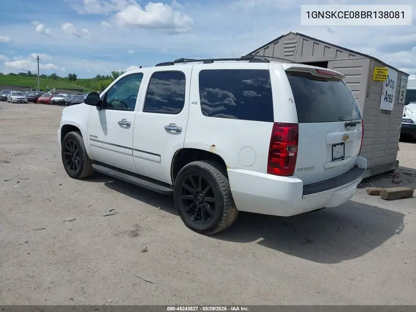2011 Chevrolet Tahoe Ltz VIN: 1GNSKCE08BR138081 Lot: 45243827