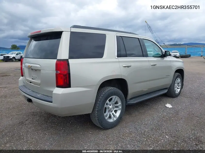 2017 Chevrolet Tahoe Ls VIN: 1GNSKAEC2HR355701 Lot: 45367222