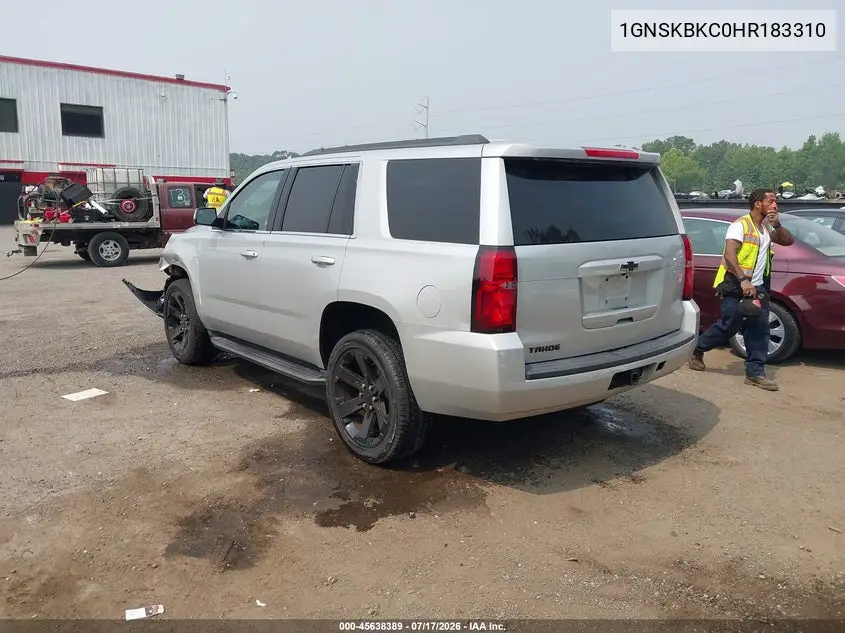 2017 Chevrolet Tahoe Lt VIN: 1GNSKBKC0HR183310 Lot: 45638389