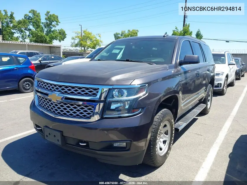 2017 Chevrolet Tahoe Lt VIN: 1GNSCBKC6HR294814 Lot: 45675350