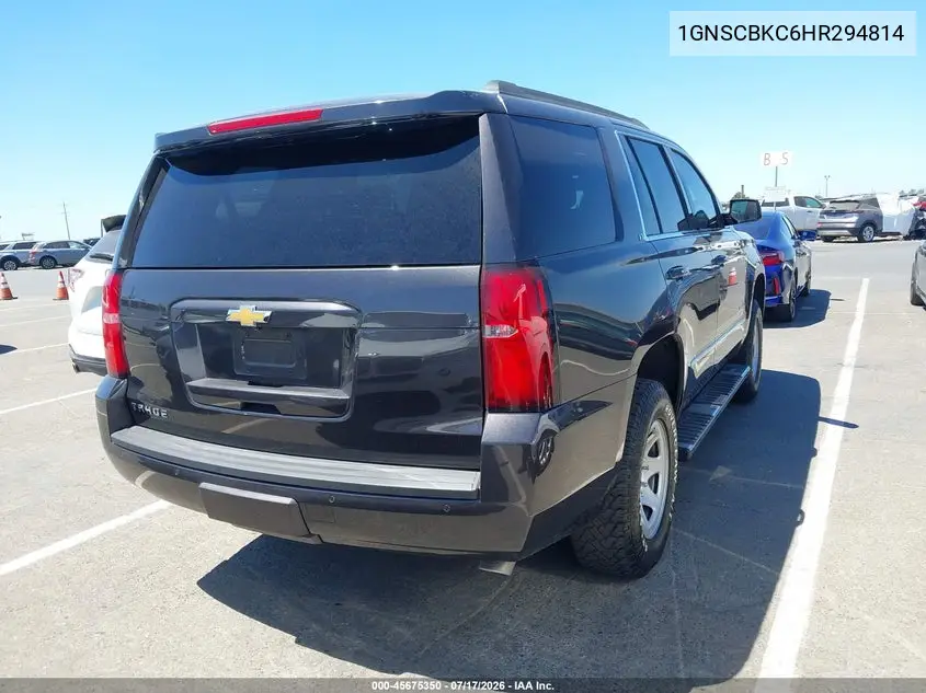 2017 Chevrolet Tahoe Lt VIN: 1GNSCBKC6HR294814 Lot: 45675350