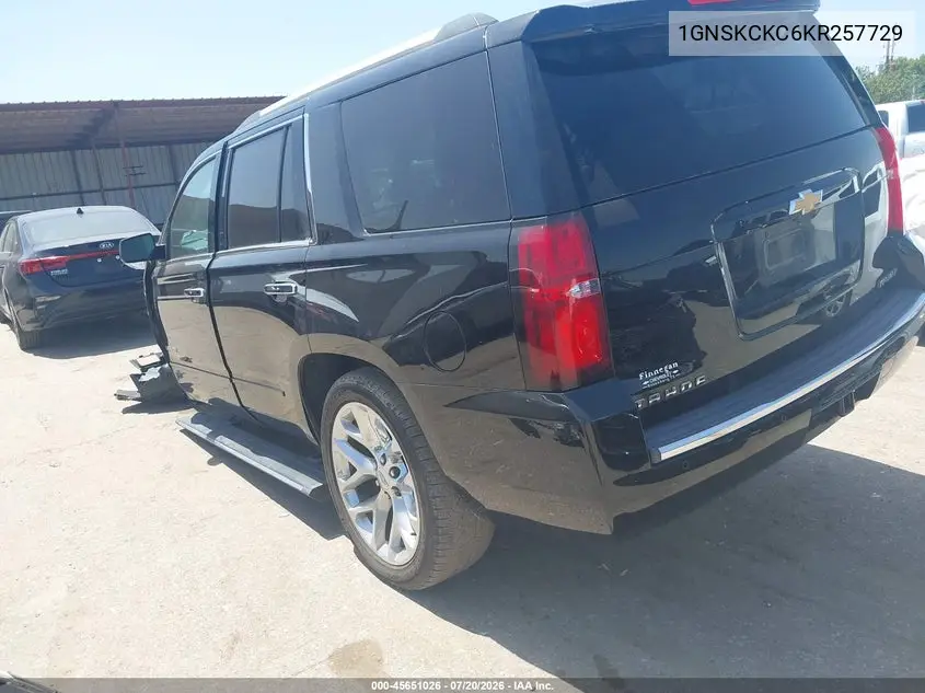 2019 Chevrolet Tahoe Premier VIN: 1GNSKCKC6KR257729 Lot: 45651026