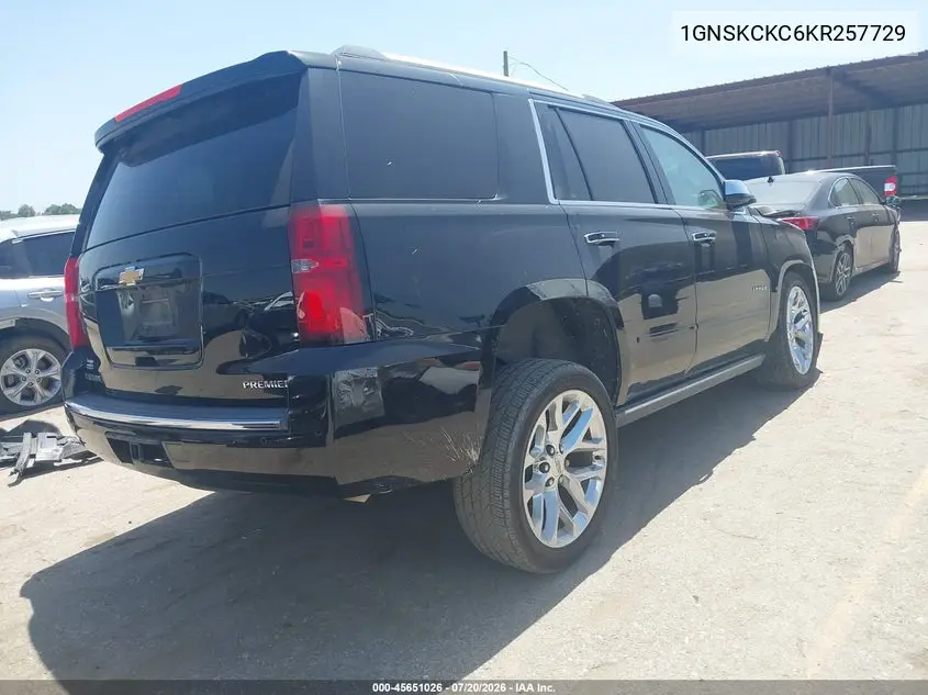 2019 Chevrolet Tahoe Premier VIN: 1GNSKCKC6KR257729 Lot: 45651026