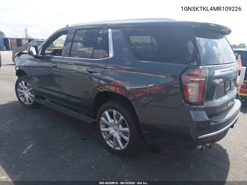 2021 Chevrolet Tahoe 4Wd High Country VIN: 1GNSKTKL4MR109226 Lot: 45358919