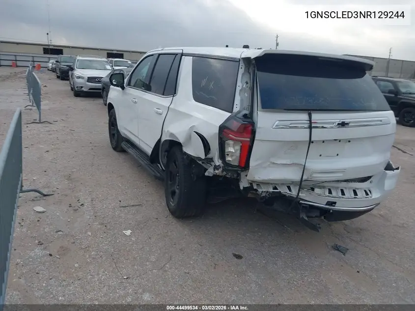 2022 Chevrolet Tahoe 2Wd Commercial Fleet VIN: 1GNSCLED3NR129244 Lot: 44499534