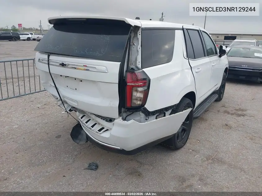 2022 Chevrolet Tahoe 2Wd Commercial Fleet VIN: 1GNSCLED3NR129244 Lot: 44499534