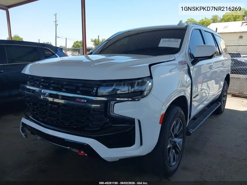 2022 Chevrolet Tahoe 4Wd Z71 VIN: 1GNSKPKD7NR216269 Lot: 45281159