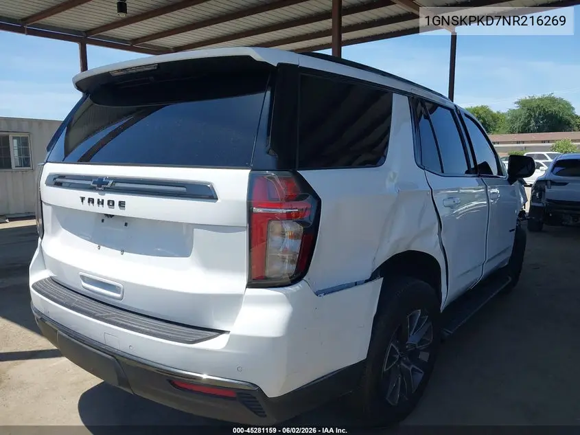 2022 Chevrolet Tahoe 4Wd Z71 VIN: 1GNSKPKD7NR216269 Lot: 45281159