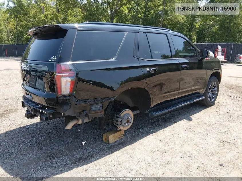 2022 Chevrolet Tahoe 4Wd Z71 VIN: 1GNSKPKD3NR116900 Lot: 45499254