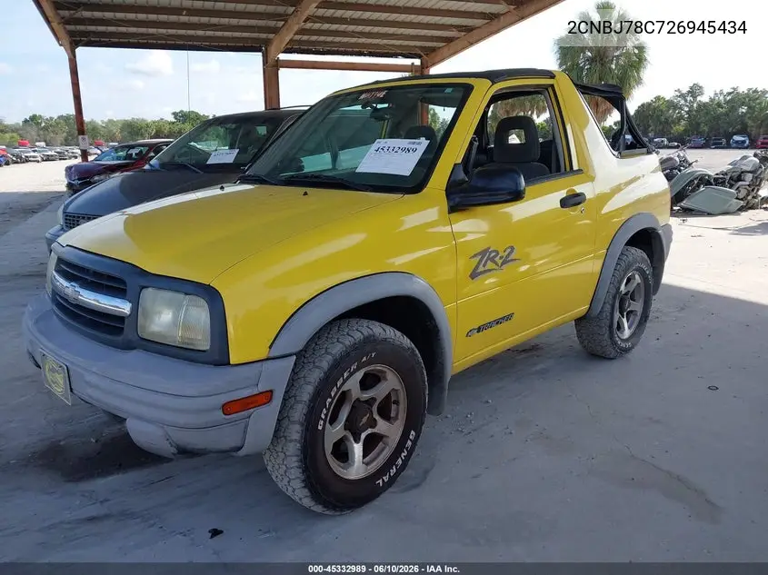 2002 Chevrolet Tracker Zr2 VIN: 2CNBJ78C726945434 Lot: 45332989