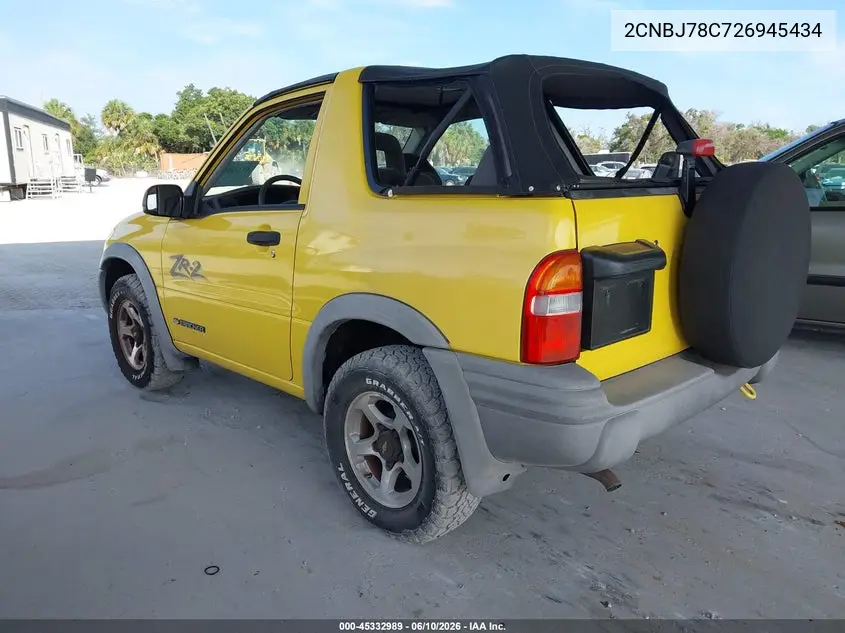 2002 Chevrolet Tracker Zr2 VIN: 2CNBJ78C726945434 Lot: 45332989
