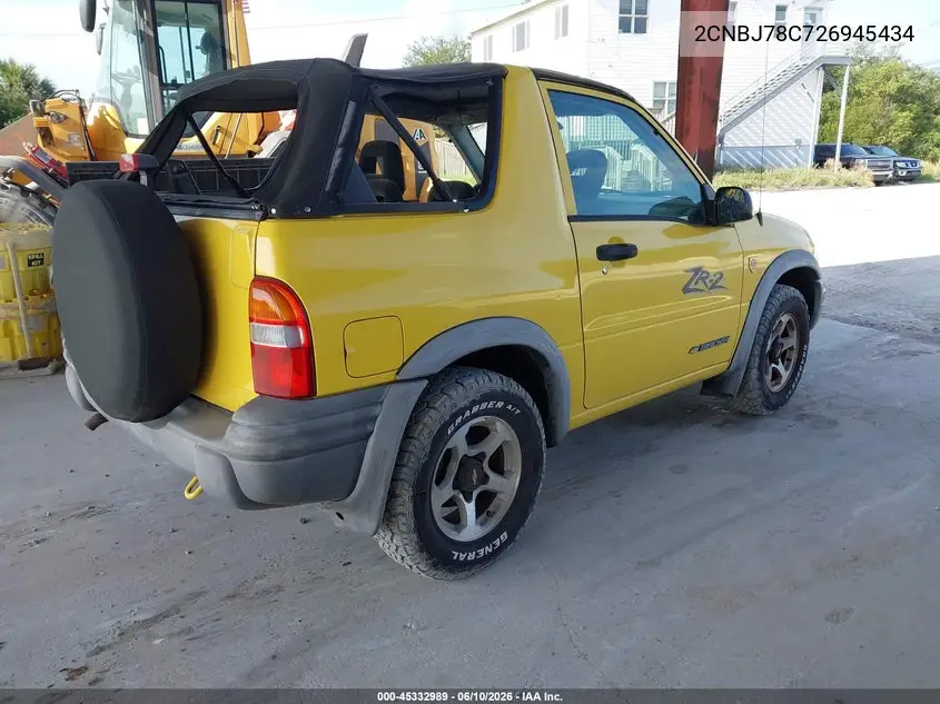 2002 Chevrolet Tracker Zr2 VIN: 2CNBJ78C726945434 Lot: 45332989