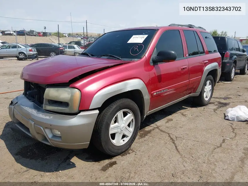 2003 Chevrolet Trailblazer Ltz VIN: 1GNDT13S832343702 Lot: 45547248