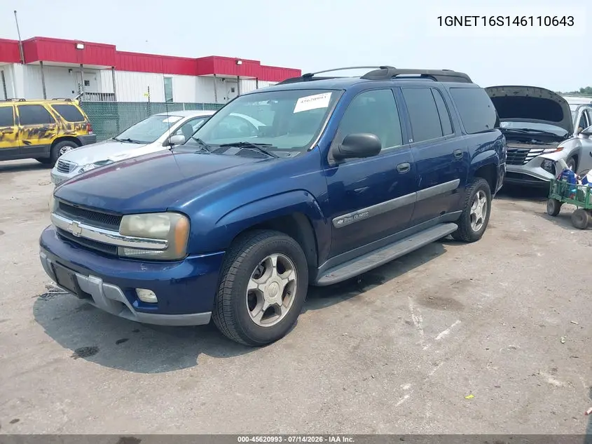 2004 Chevrolet Trailblazer Ext Ls VIN: 1GNET16S146110643 Lot: 45620993