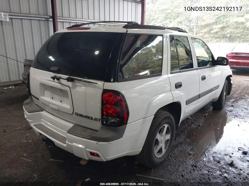 2004 Chevrolet Trailblazer Ls VIN: 1GNDS13S242192117 Lot: 45639995