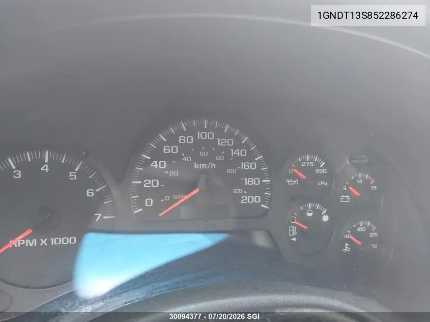 2005 Chevrolet Trailblazer Ls/Lt VIN: 1GNDT13S852286274 Lot: 30094377
