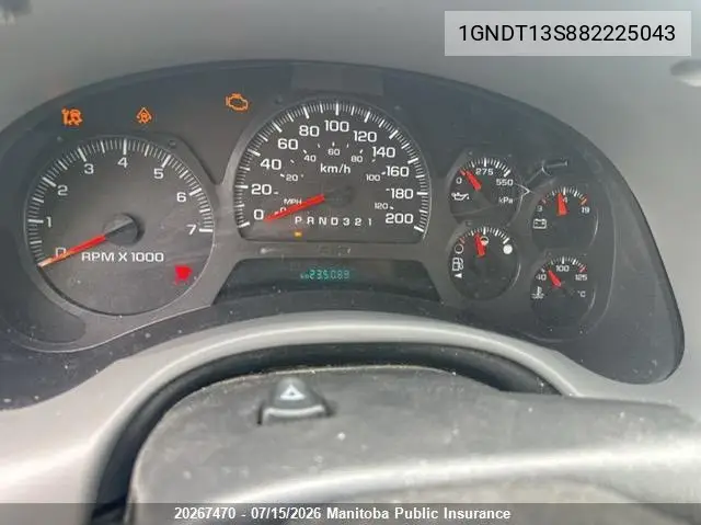 2008 Chevrolet Trailblazer Lt VIN: 1GNDT13S882225043 Lot: 20267470
