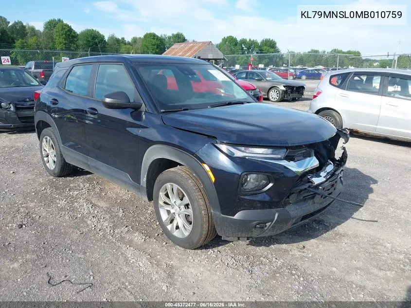 2021 Chevrolet Trailblazer Awd Ls VIN: KL79MNSL0MB010759 Lot: 45372477