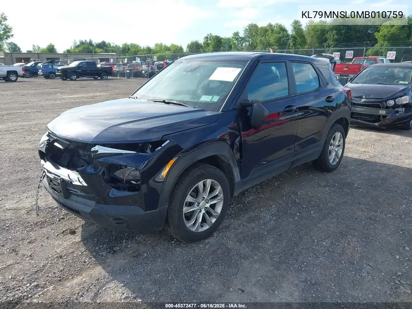 2021 Chevrolet Trailblazer Awd Ls VIN: KL79MNSL0MB010759 Lot: 45372477