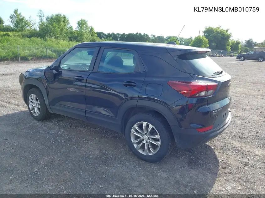 2021 Chevrolet Trailblazer Awd Ls VIN: KL79MNSL0MB010759 Lot: 45372477