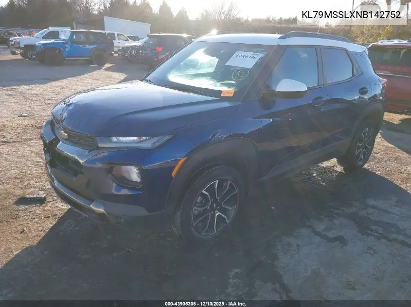 KL79MSSLXNB142752 2022 Chevrolet Trailblazer Awd Activ