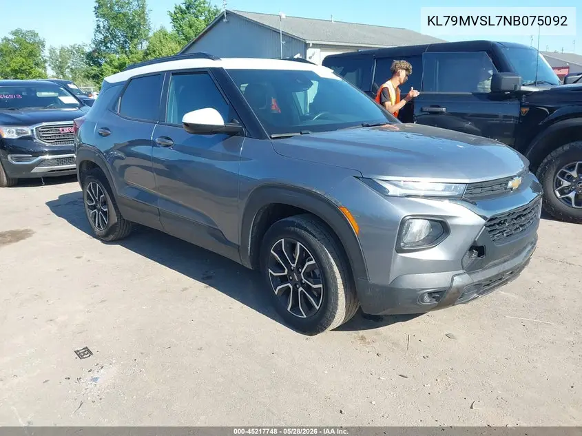 2022 Chevrolet Trailblazer Fwd Activ VIN: KL79MVSL7NB075092 Lot: 45217748