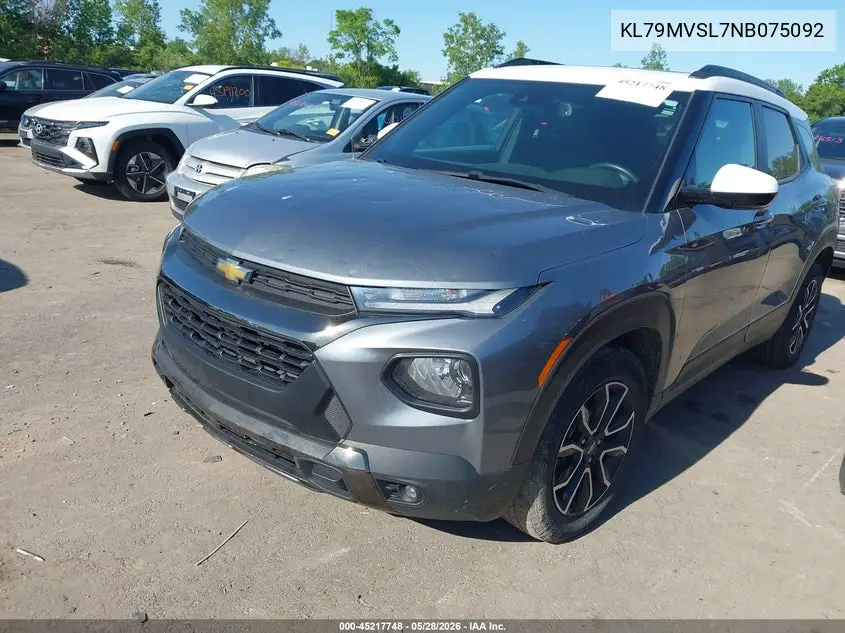 2022 Chevrolet Trailblazer Fwd Activ VIN: KL79MVSL7NB075092 Lot: 45217748