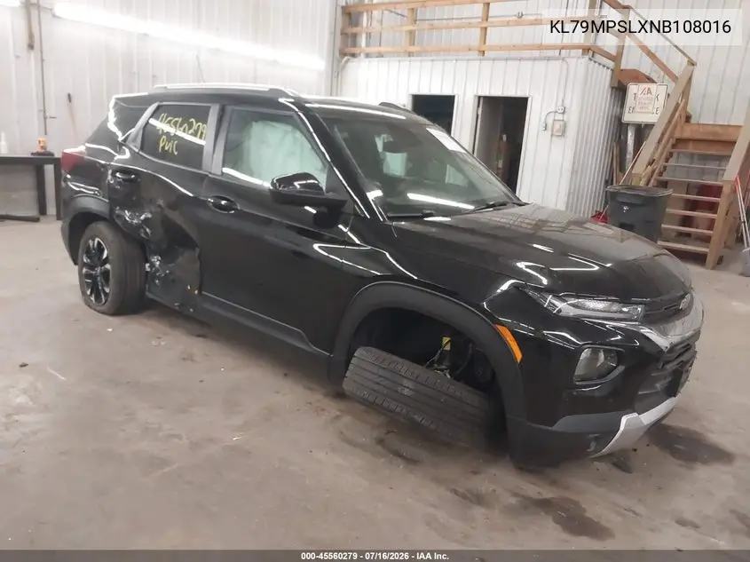 2022 Chevrolet Trailblazer Fwd Lt VIN: KL79MPSLXNB108016 Lot: 45560279