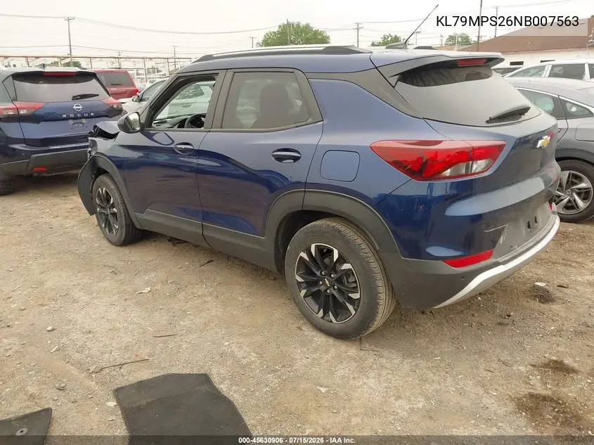 2022 Chevrolet Trailblazer Fwd Lt VIN: KL79MPS26NB007563 Lot: 45630906