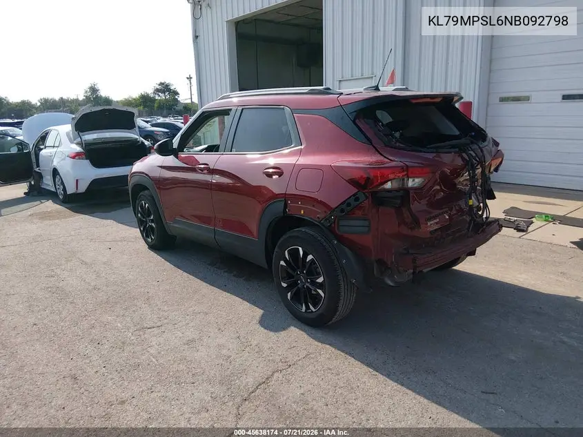 2022 Chevrolet Trailblazer Fwd Lt VIN: KL79MPSL6NB092798 Lot: 45638174