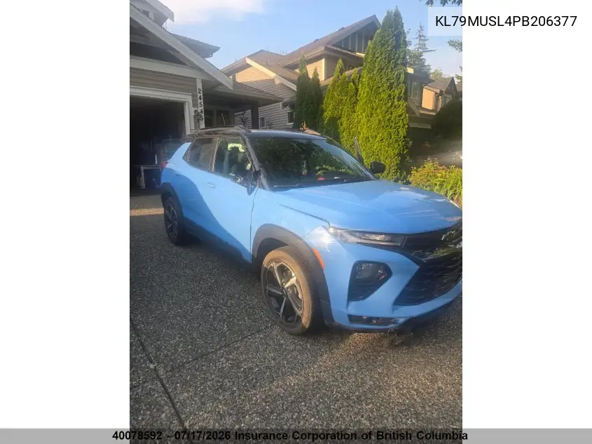 2023 Chevrolet Trailblazer Rs VIN: KL79MUSL4PB206377 Lot: 40078592