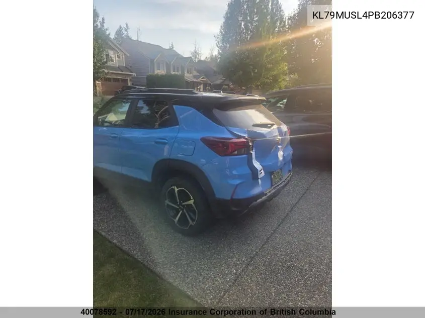 2023 Chevrolet Trailblazer Rs VIN: KL79MUSL4PB206377 Lot: 40078592