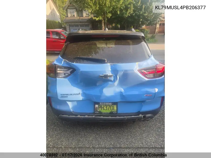 2023 Chevrolet Trailblazer Rs VIN: KL79MUSL4PB206377 Lot: 40078592