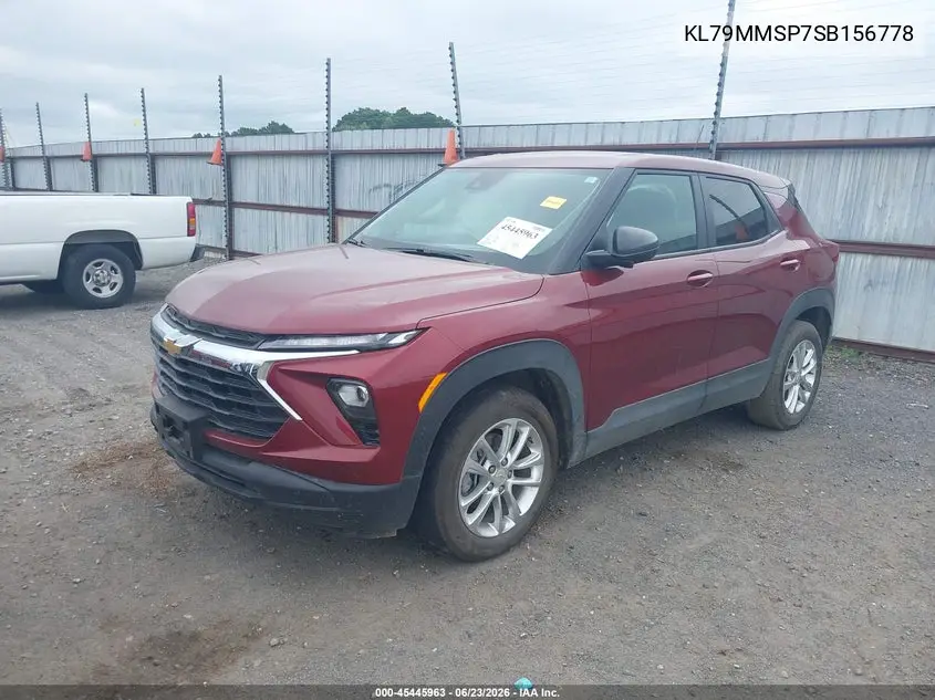 2025 Chevrolet Trailblazer Fwd Ls VIN: KL79MMSP7SB156778 Lot: 45445963