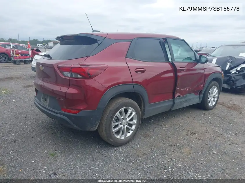 2025 Chevrolet Trailblazer Fwd Ls VIN: KL79MMSP7SB156778 Lot: 45445963