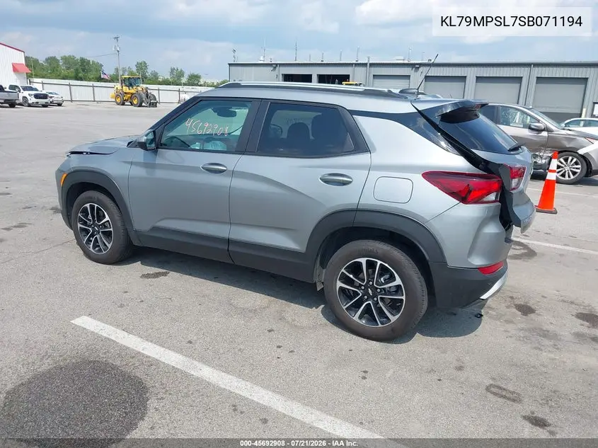 2025 Chevrolet Trailblazer Fwd Lt VIN: KL79MPSL7SB071194 Lot: 45692908
