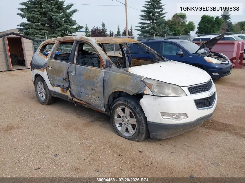 2011 Chevrolet Traverse Lt VIN: 1GNKVGED3BJ199838 Lot: 30094458