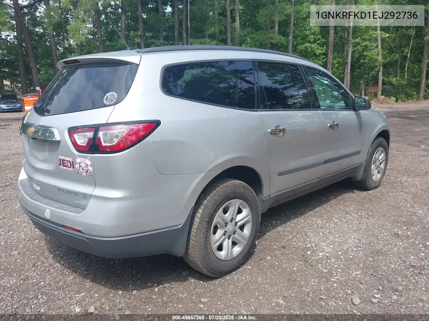 2014 Chevrolet Traverse Ls VIN: 1GNKRFKD1EJ292736 Lot: 45657365