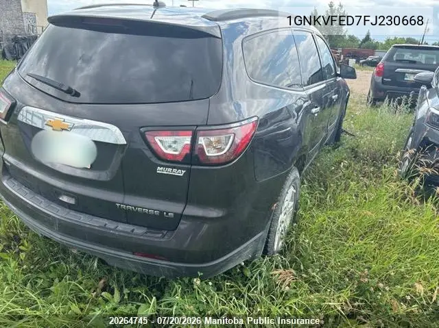 2015 Chevrolet Traverse Ls VIN: 1GNKVFED7FJ230668 Lot: 20264745