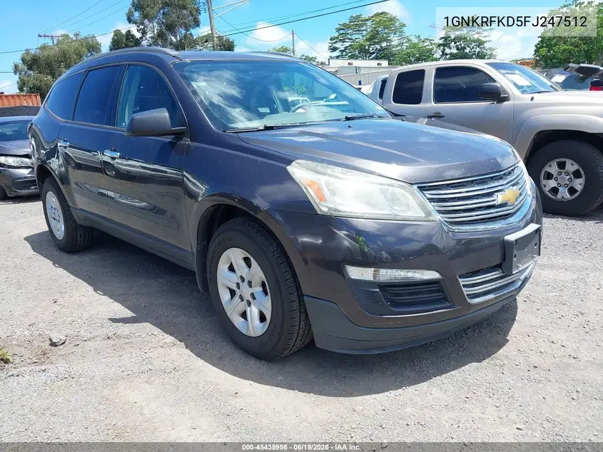 2015 Chevrolet Traverse Ls VIN: 1GNKRFKD5FJ247512 Lot: 45435956