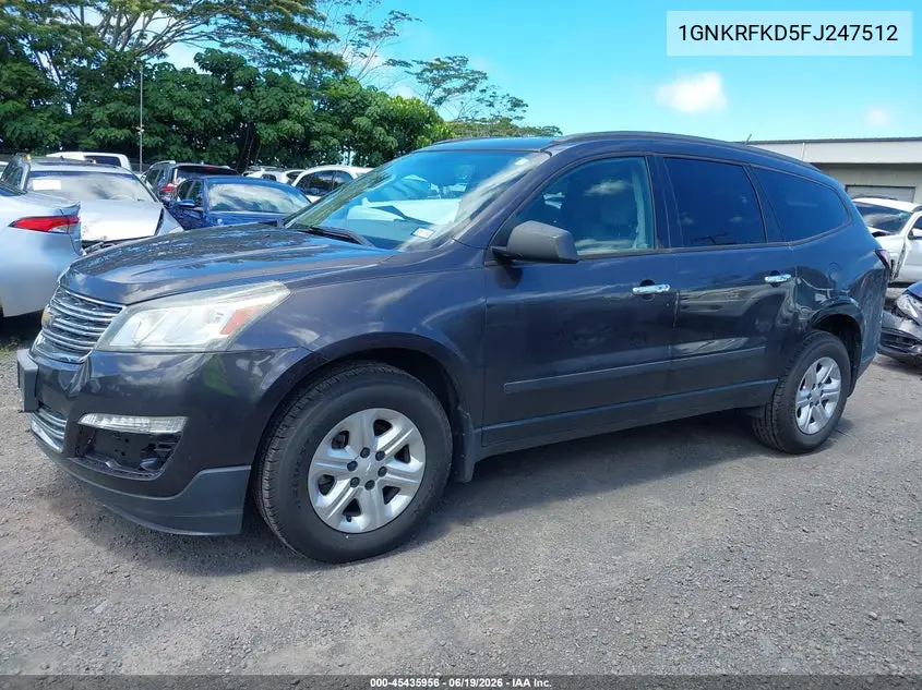 2015 Chevrolet Traverse Ls VIN: 1GNKRFKD5FJ247512 Lot: 45435956