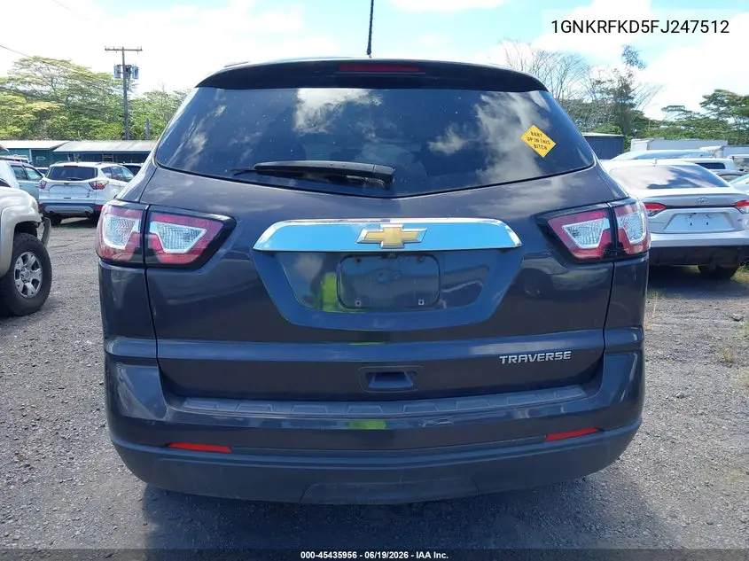 2015 Chevrolet Traverse Ls VIN: 1GNKRFKD5FJ247512 Lot: 45435956