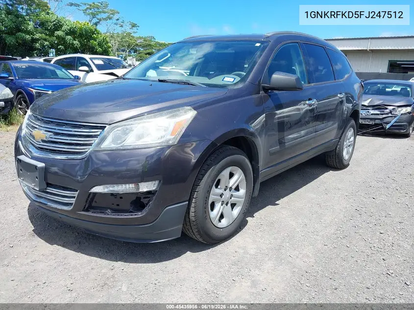 2015 Chevrolet Traverse Ls VIN: 1GNKRFKD5FJ247512 Lot: 45435956
