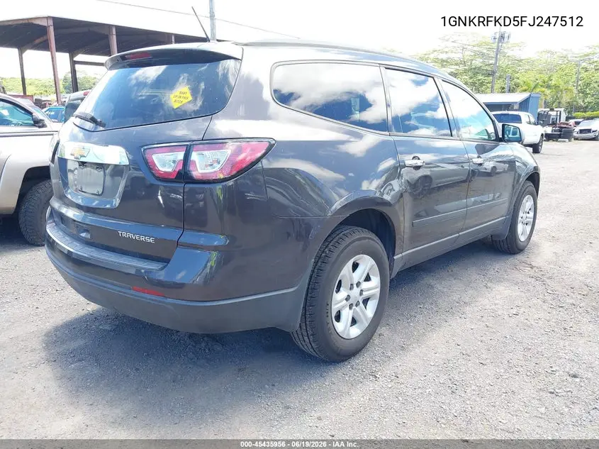 2015 Chevrolet Traverse Ls VIN: 1GNKRFKD5FJ247512 Lot: 45435956