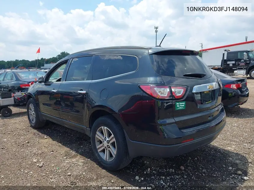 2015 Chevrolet Traverse Lt VIN: 1GNKRGKD3FJ148094 Lot: 45575463