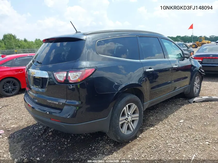 2015 Chevrolet Traverse Lt VIN: 1GNKRGKD3FJ148094 Lot: 45575463